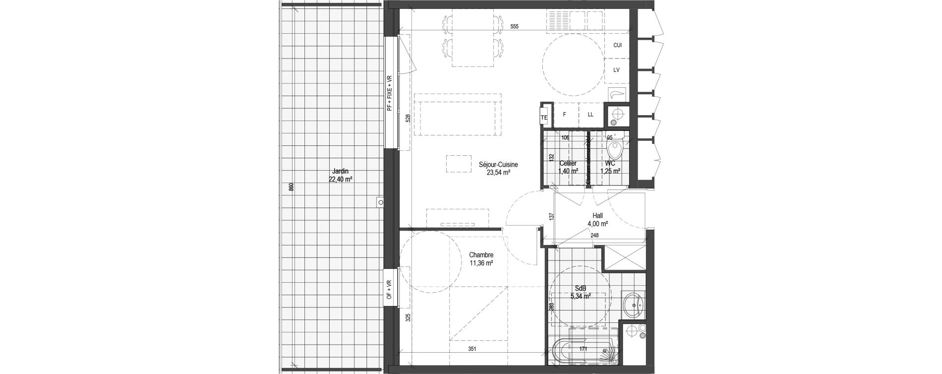 Appartement T2 de 46,89 m2 &agrave; Armenti&egrave;res Centre