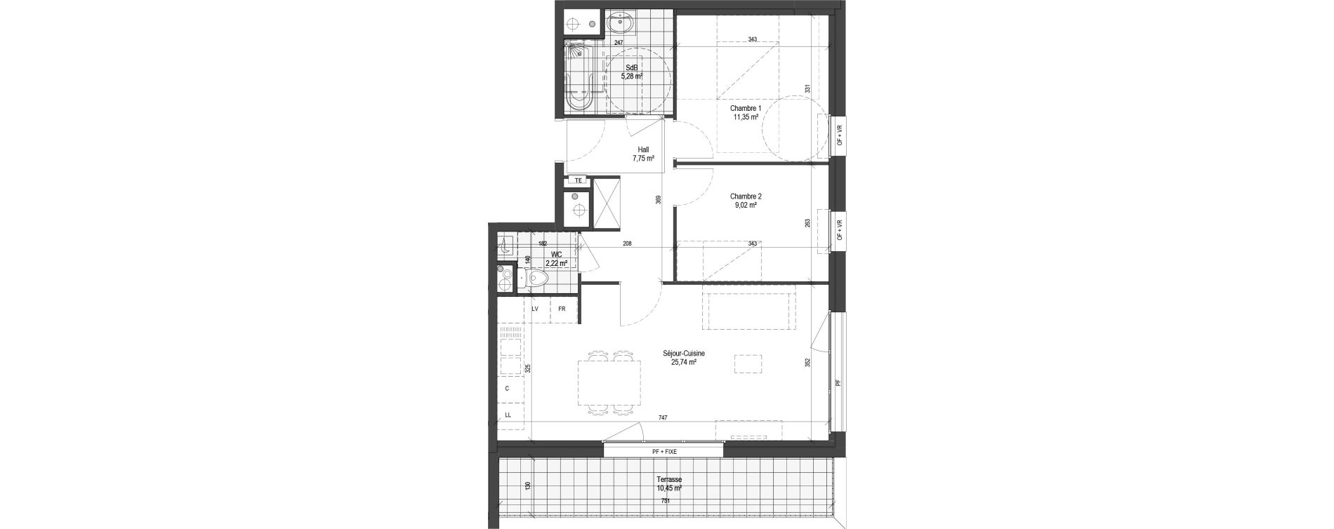 Appartement T3 de 61,36 m2 &agrave; Armenti&egrave;res Centre