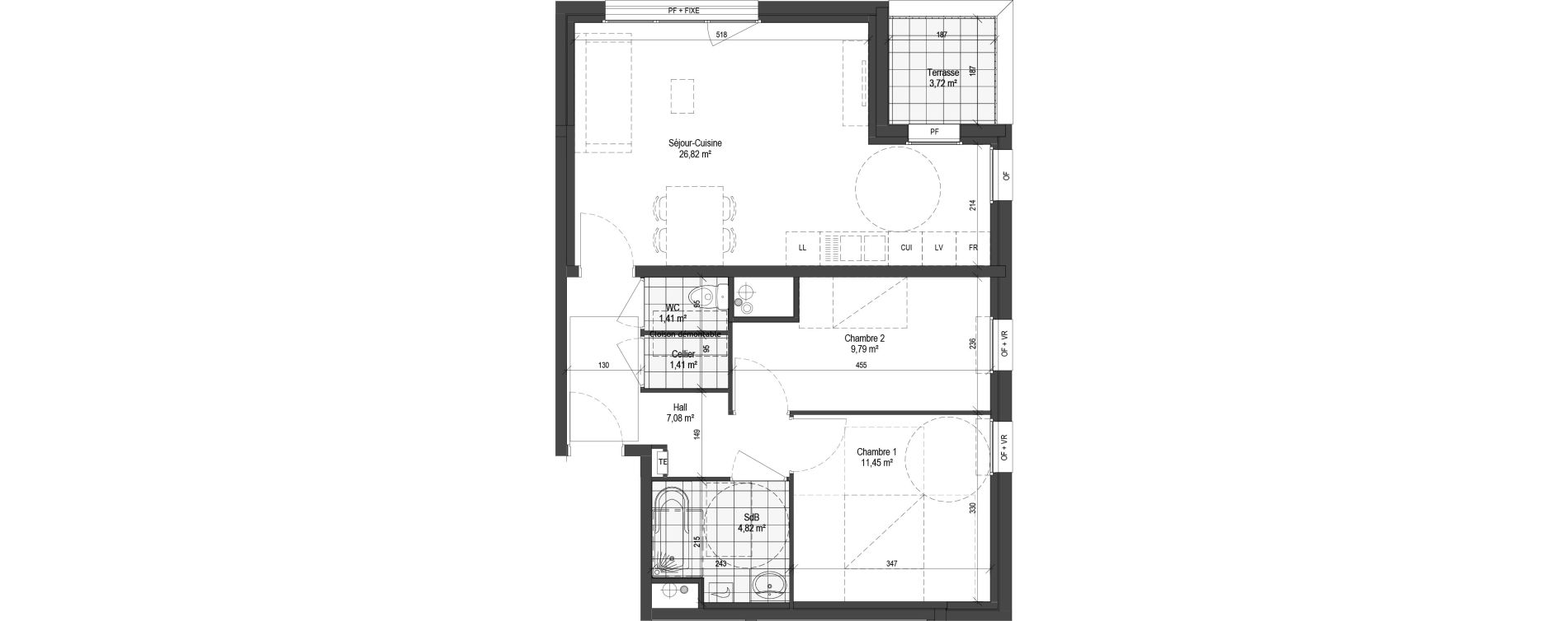 Appartement T3 de 62,78 m2 &agrave; Armenti&egrave;res Centre