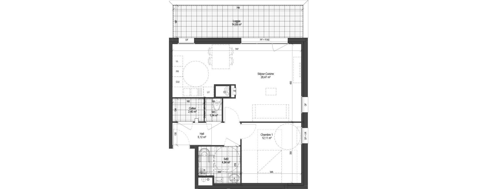 Appartement T2 de 54,28 m2 &agrave; Armenti&egrave;res Centre