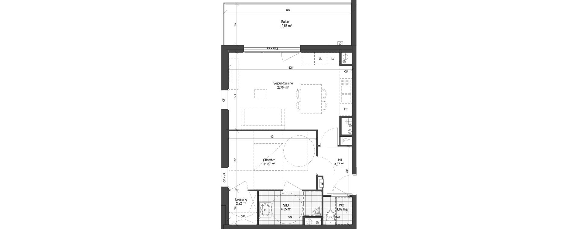Appartement T2 de 46,24 m2 &agrave; Armenti&egrave;res Centre