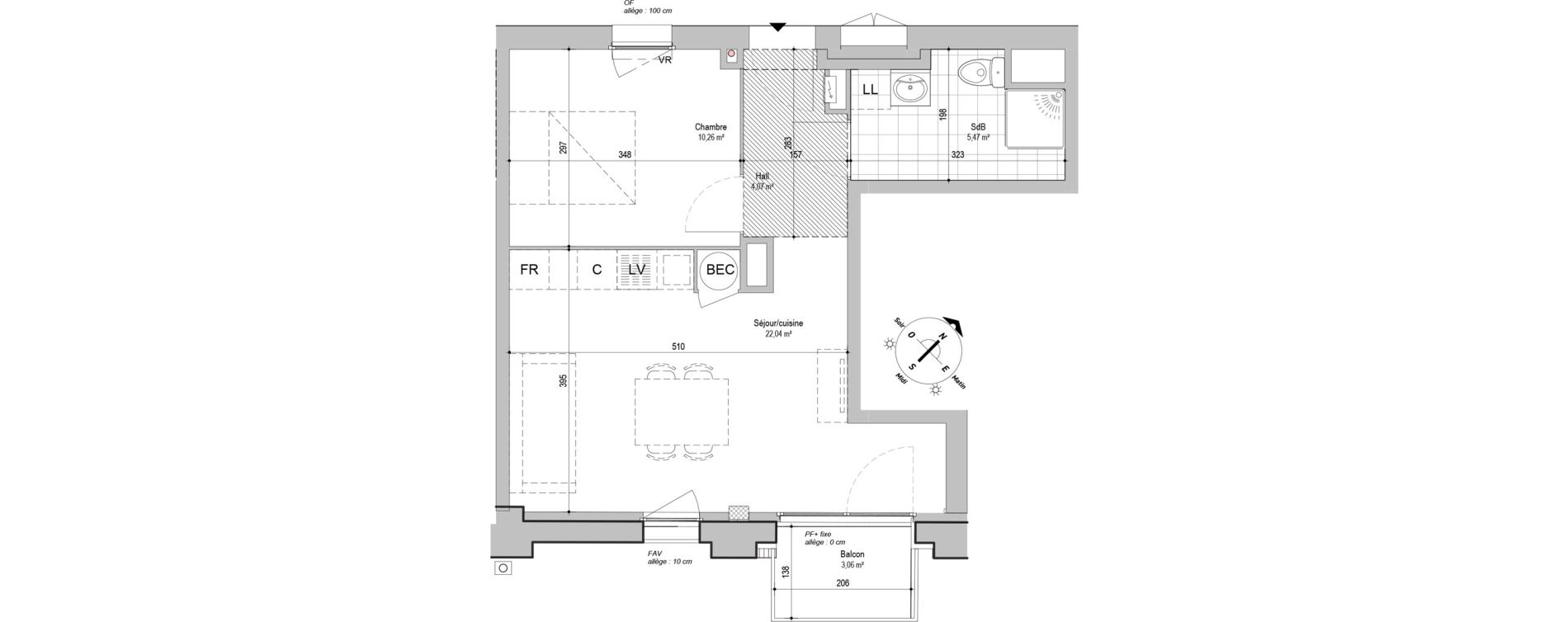 Appartement T2 de 41,84 m2 &agrave; Armenti&egrave;res Centre