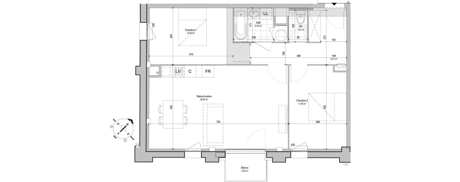 Appartement T3 de 67,32 m2 &agrave; Armenti&egrave;res Centre