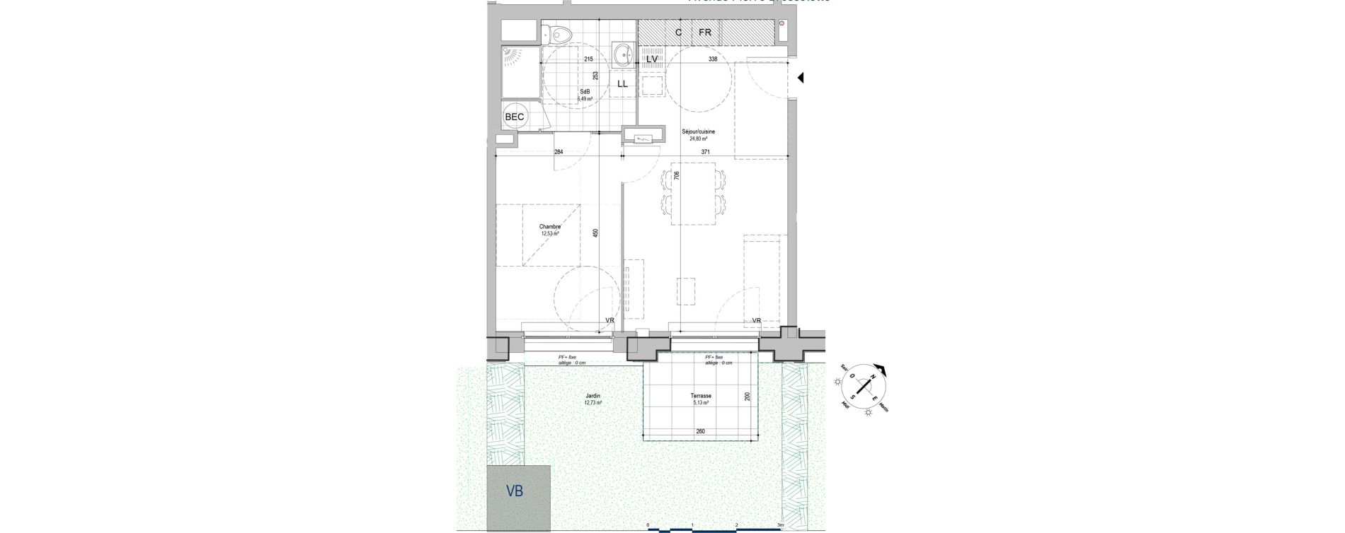 Appartement T2 de 43,82 m2 &agrave; Armenti&egrave;res Centre