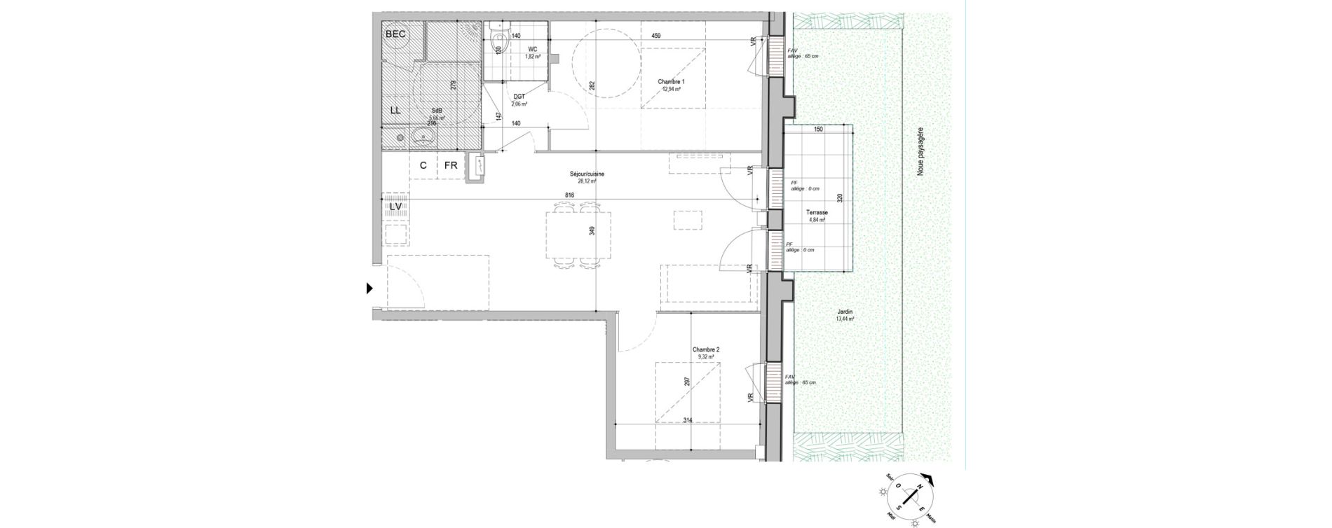 Appartement T3 de 59,92 m2 &agrave; Armenti&egrave;res Centre