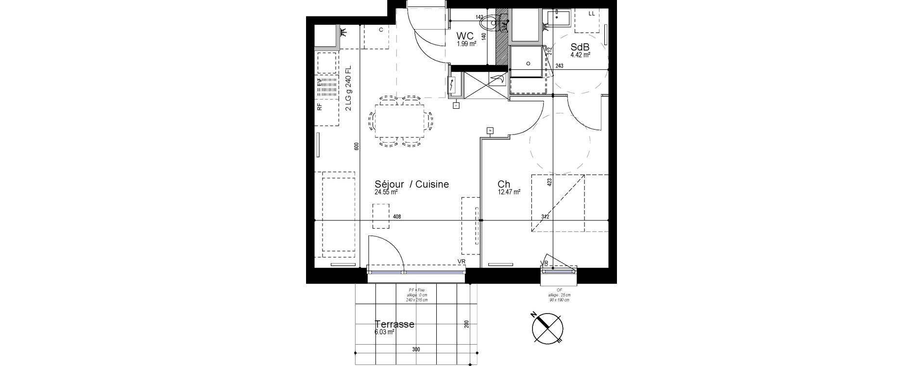 Appartement T2 de 43,43 m2 &agrave; Armenti&egrave;res Centre