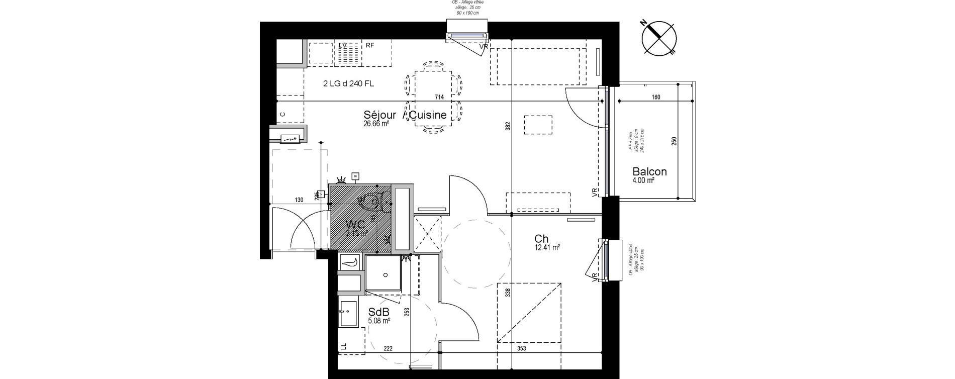 Appartement T2 de 46,28 m2 &agrave; Armenti&egrave;res Centre