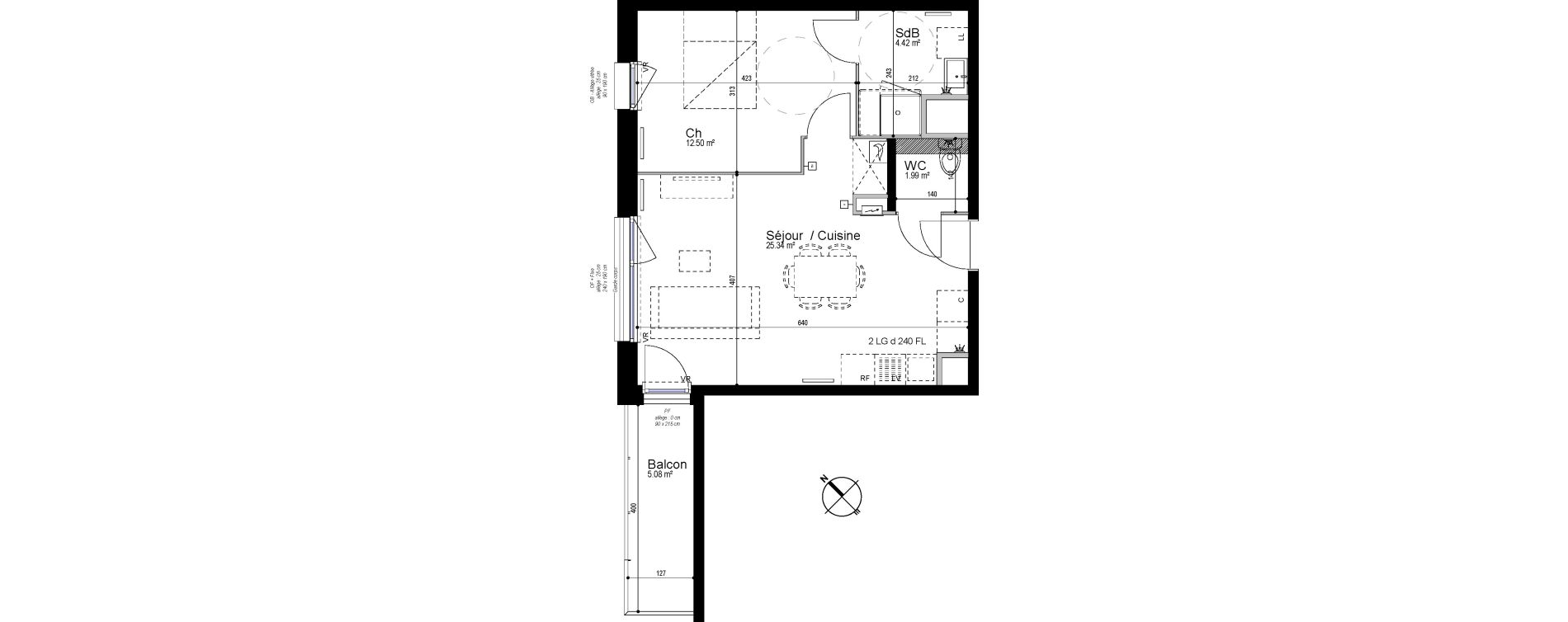 Appartement T2 de 44,25 m2 &agrave; Armenti&egrave;res Centre