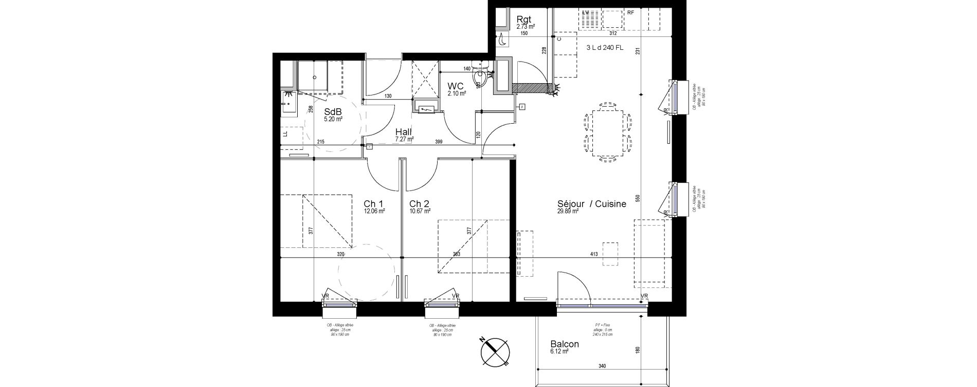 Appartement T3 de 69,92 m2 &agrave; Armenti&egrave;res Centre