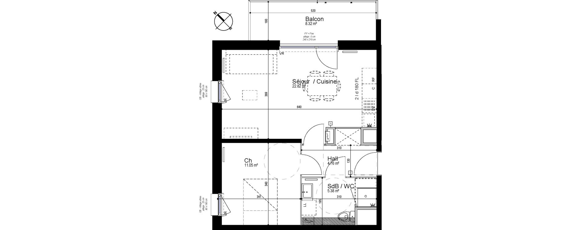 Appartement T2 de 44,01 m2 &agrave; Armenti&egrave;res Centre