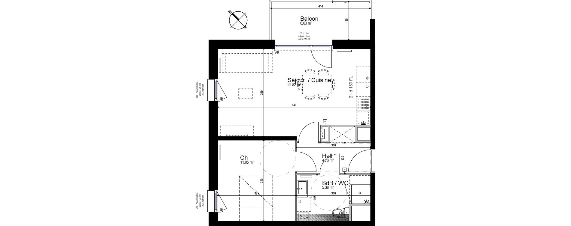 Appartement T2 de 44,01 m2 &agrave; Armenti&egrave;res Centre