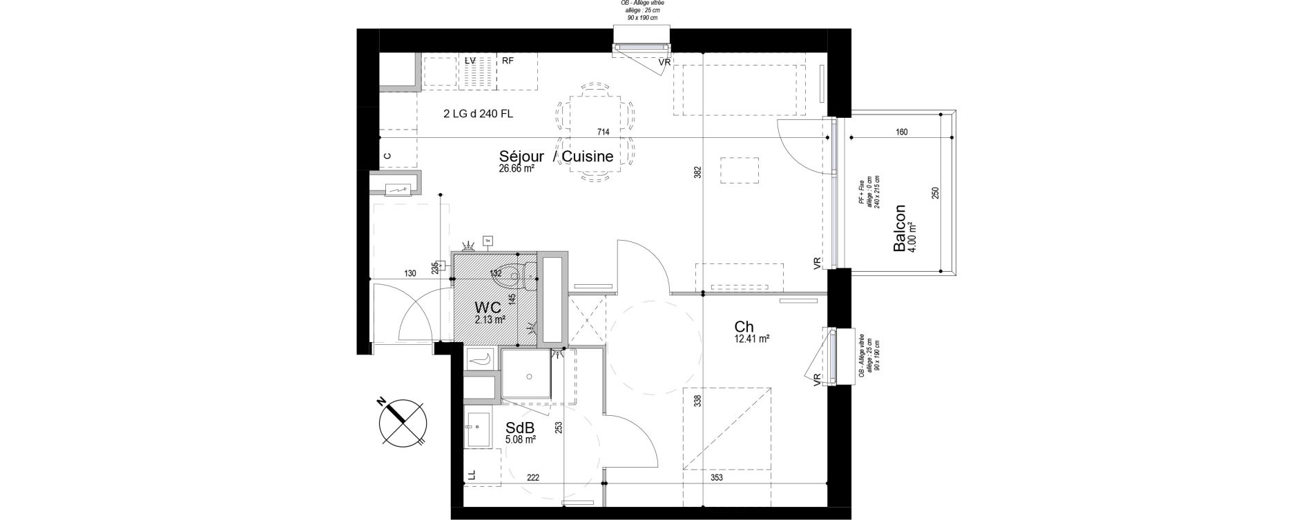 Appartement T2 de 46,28 m2 &agrave; Armenti&egrave;res Centre