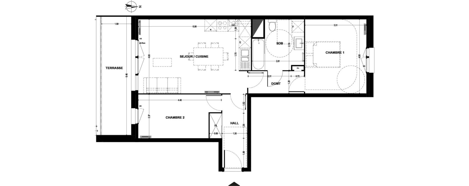 Appartement T3 de 63,67 m2 &agrave; Armenti&egrave;res Centre