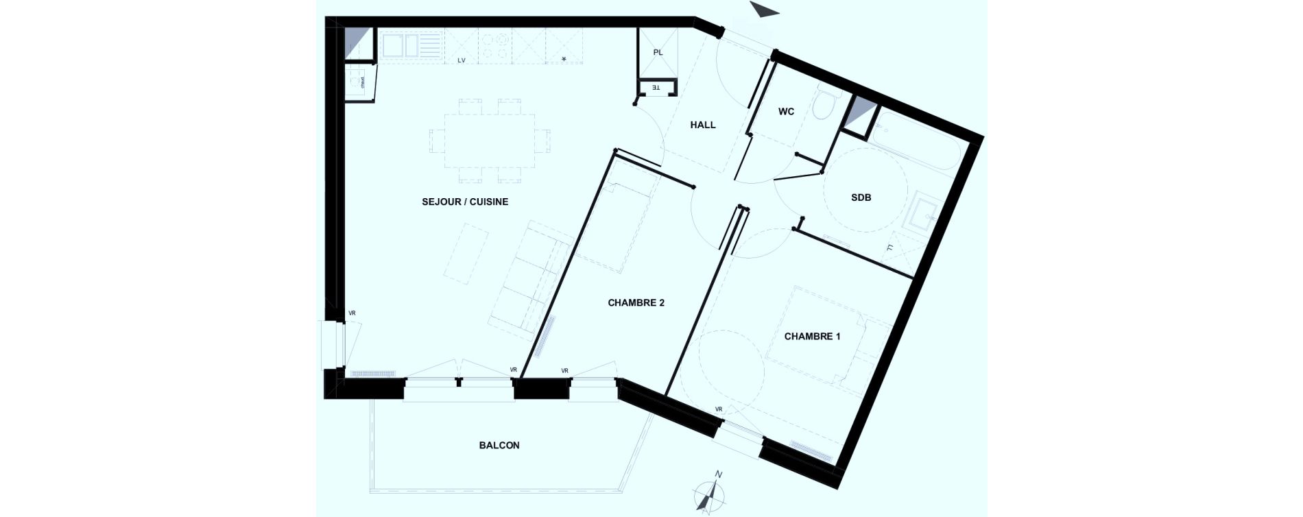 Appartement T3 de 62,32 m2 &agrave; Armenti&egrave;res Centre
