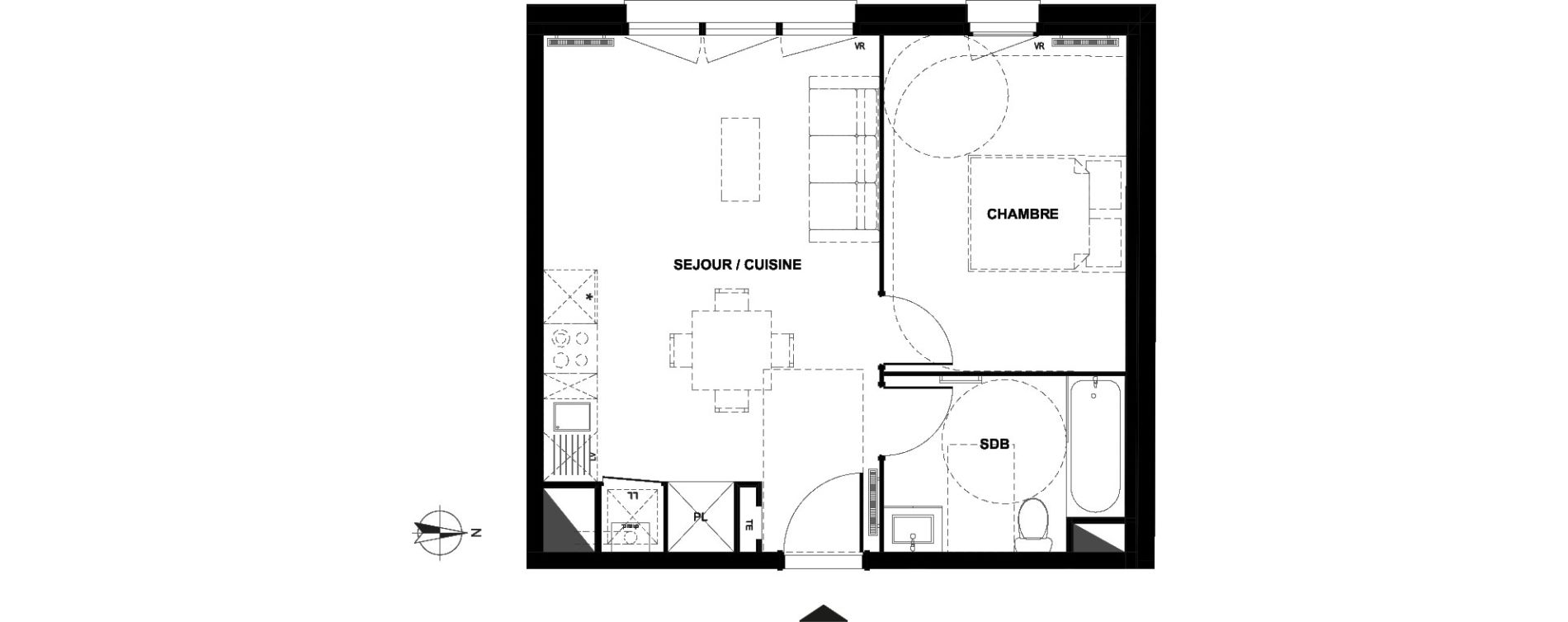 Appartement T2 de 42,02 m2 &agrave; Armenti&egrave;res Centre