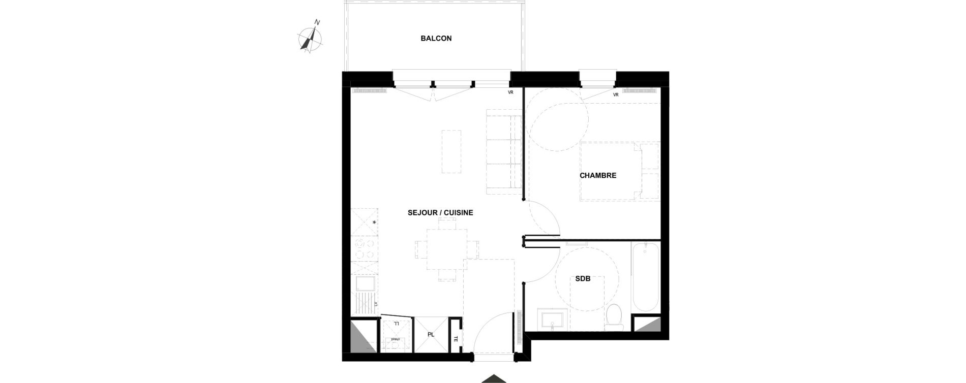 Appartement T2 de 42,38 m2 &agrave; Armenti&egrave;res Centre