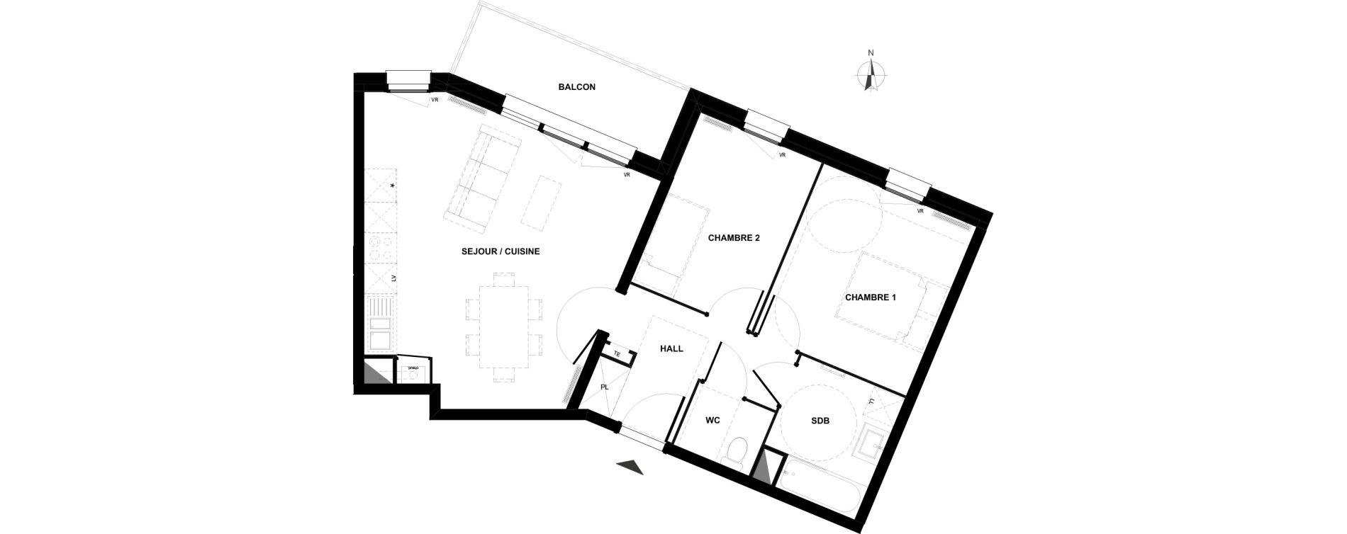 Appartement T3 de 62,88 m2 &agrave; Armenti&egrave;res Centre