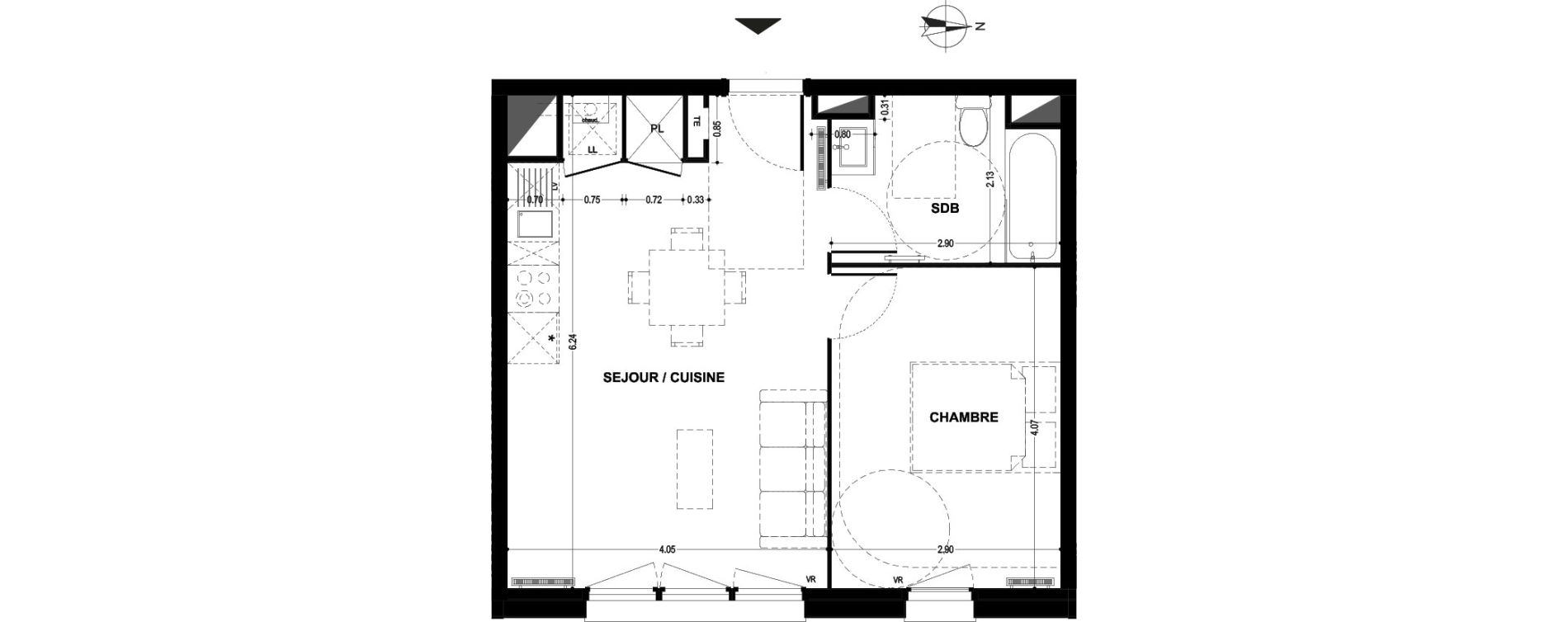 Appartement T2 de 41,82 m2 &agrave; Armenti&egrave;res Centre