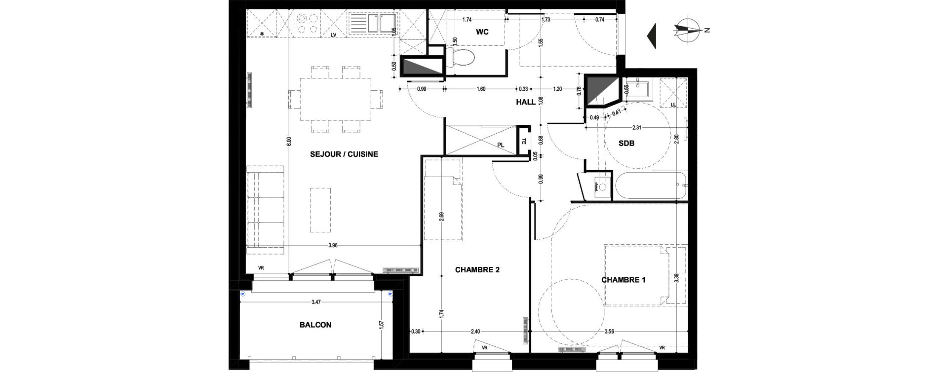 Appartement T3 de 66,32 m2 &agrave; Armenti&egrave;res Centre