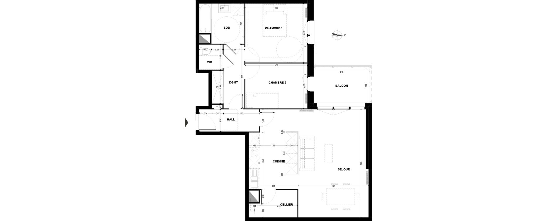 Appartement T3 de 79,62 m2 &agrave; Armenti&egrave;res Centre