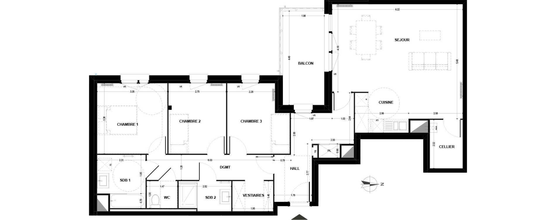 Appartement T4 de 99,12 m2 &agrave; Armenti&egrave;res Centre