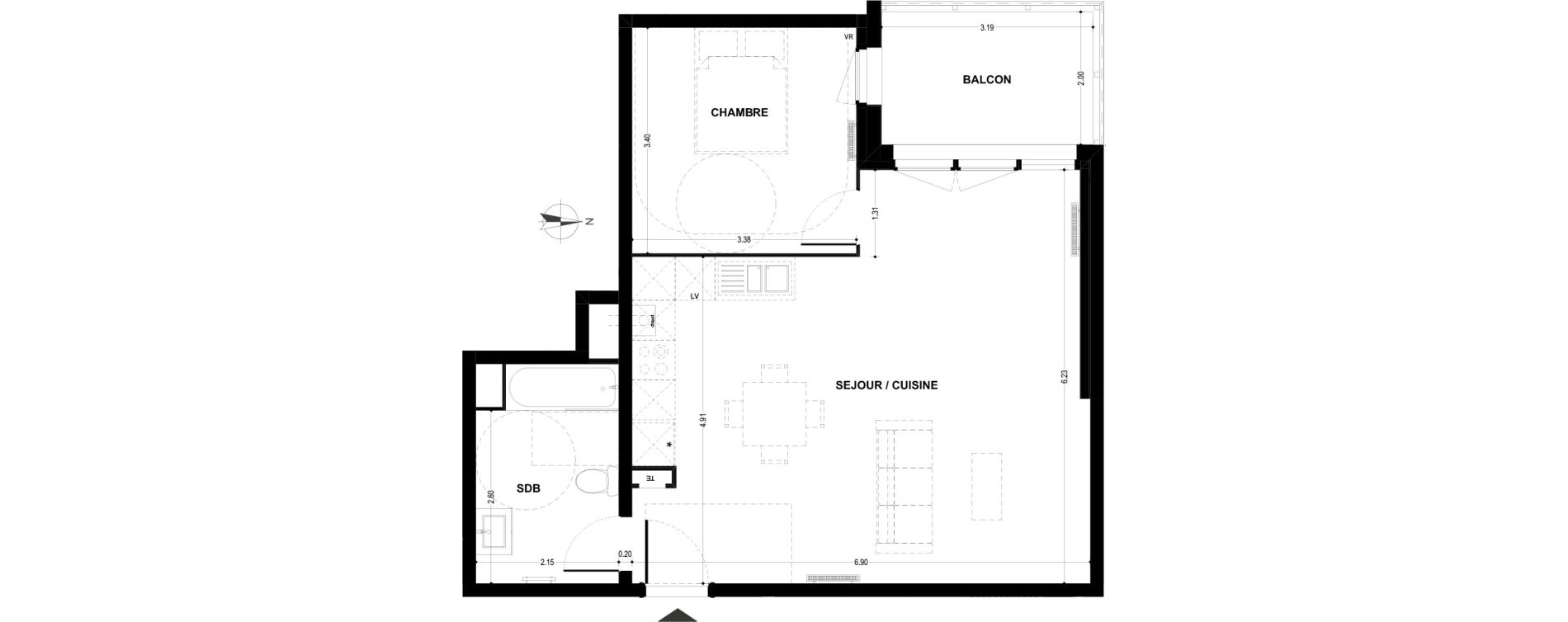Appartement T2 de 56,11 m2 &agrave; Armenti&egrave;res Centre