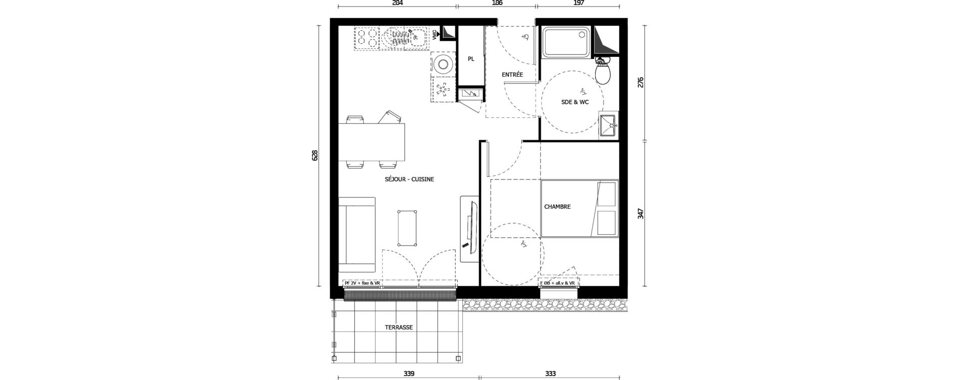 Appartement T2 de 40,90 m2 &agrave; Armenti&egrave;res Centre