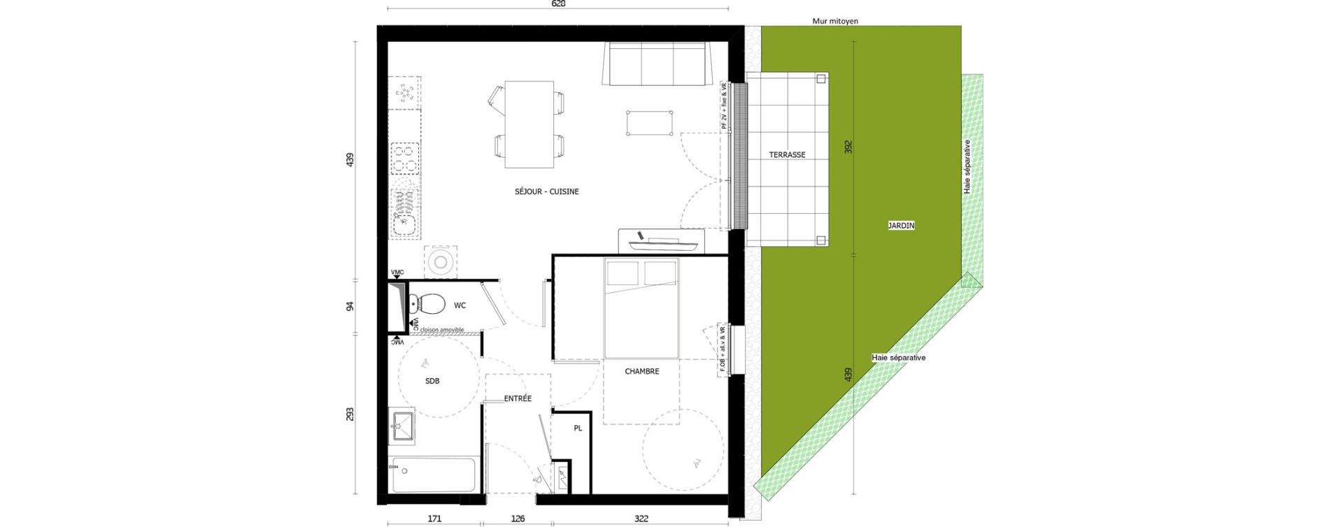 Appartement T2 de 50,90 m2 &agrave; Armenti&egrave;res Centre