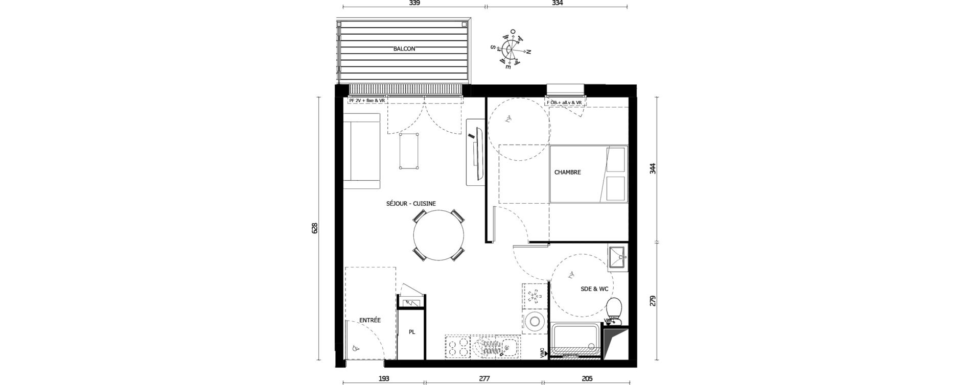 Appartement T2 de 41,40 m2 &agrave; Armenti&egrave;res Centre