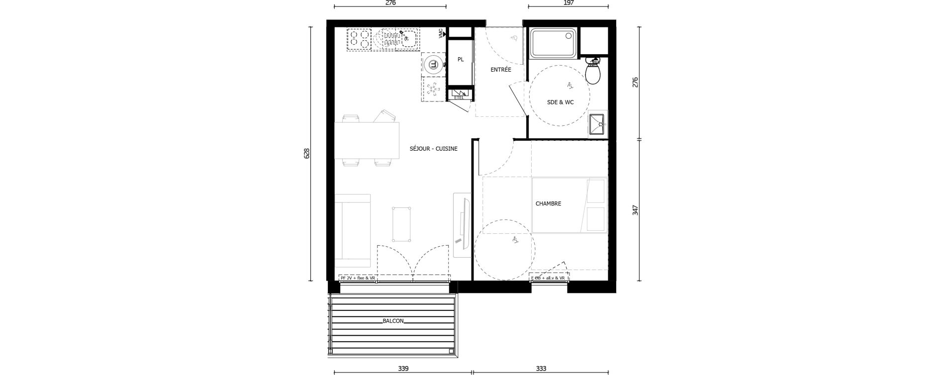 Appartement T2 de 40,90 m2 &agrave; Armenti&egrave;res Centre