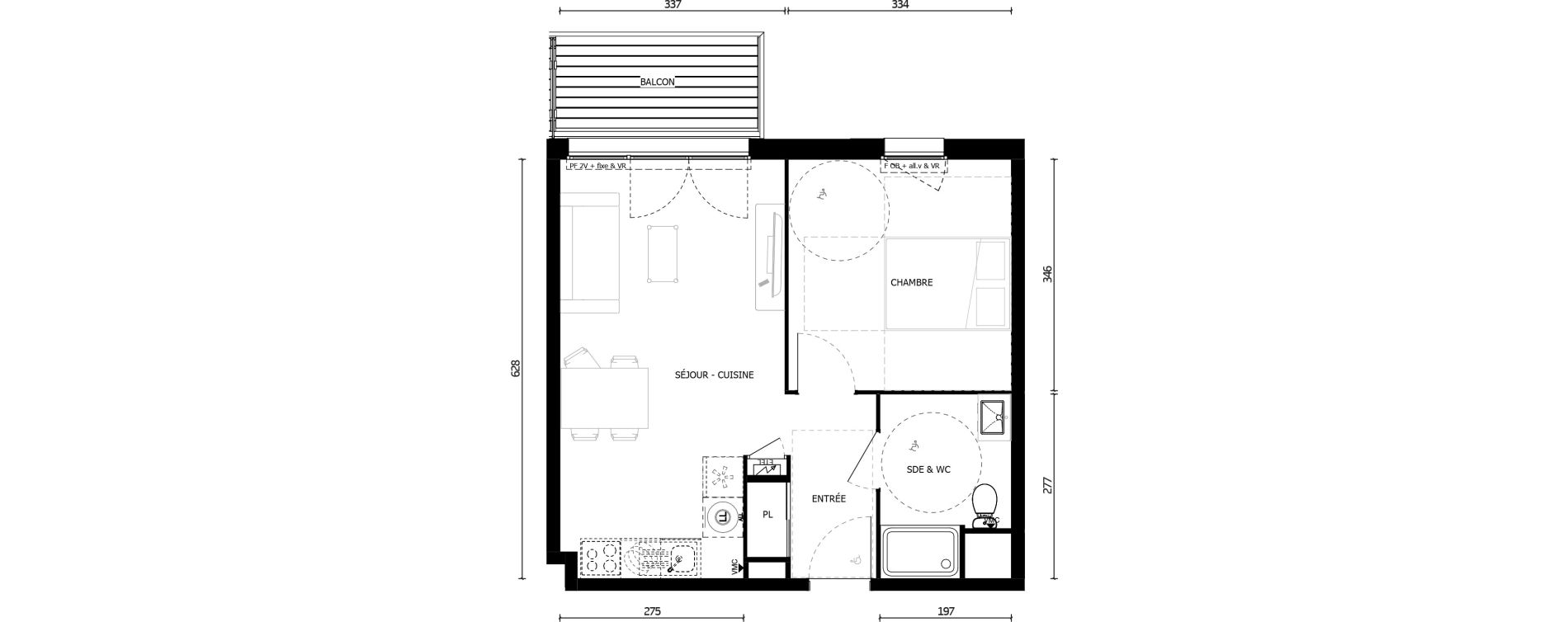 Appartement T2 de 40,70 m2 &agrave; Armenti&egrave;res Centre