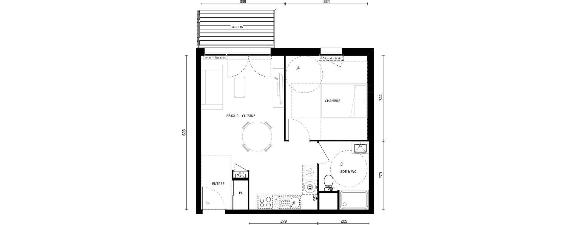 Appartement T2 de 41,30 m2 &agrave; Armenti&egrave;res Centre