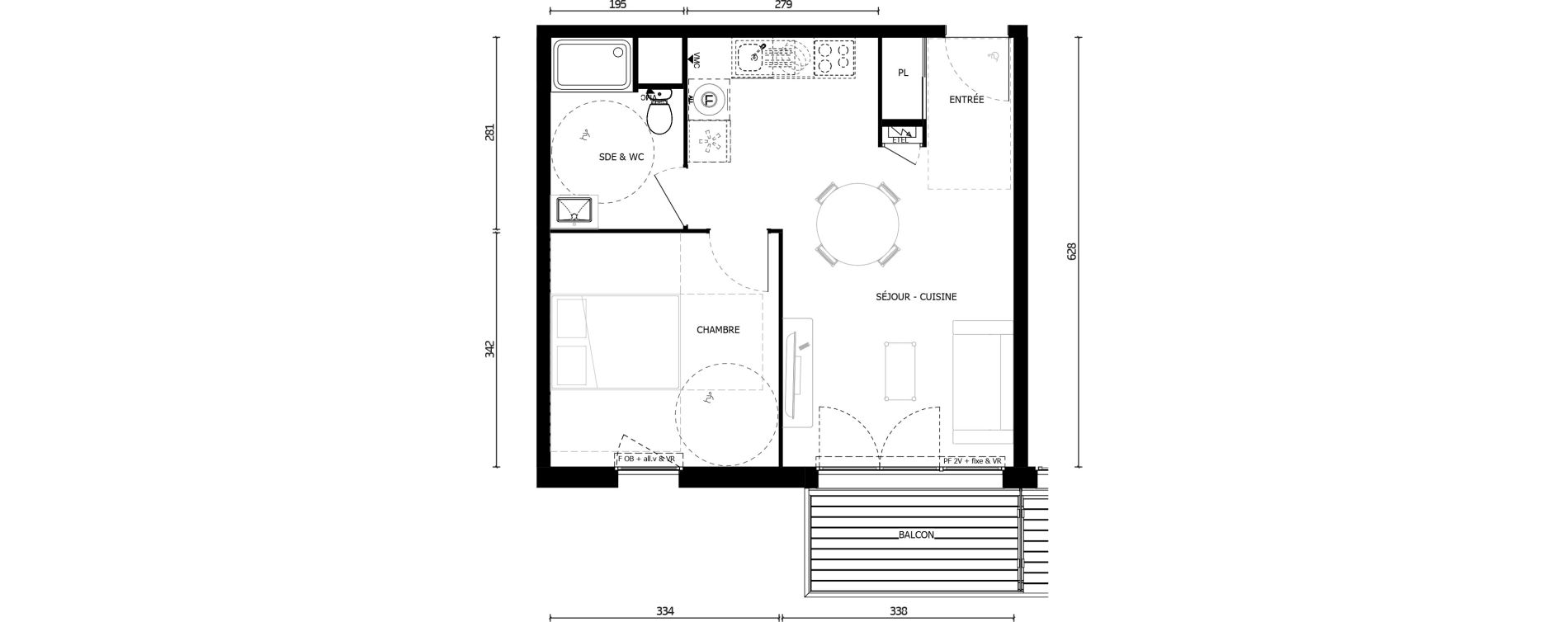 Appartement T2 de 41,00 m2 &agrave; Armenti&egrave;res Centre