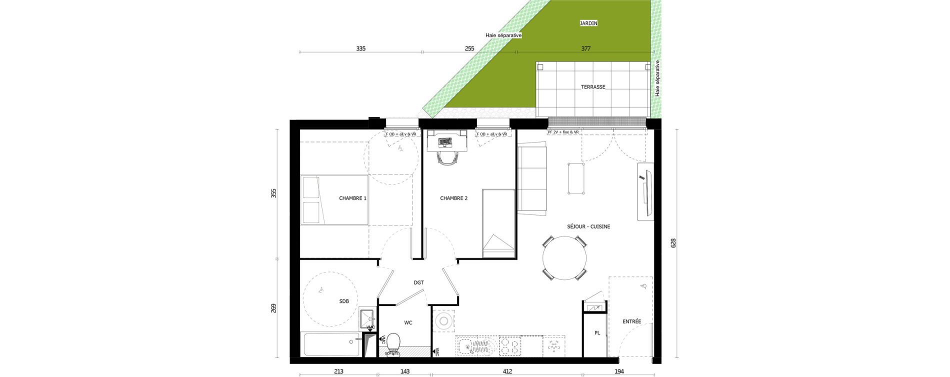 Appartement T3 de 59,70 m2 &agrave; Armenti&egrave;res Centre