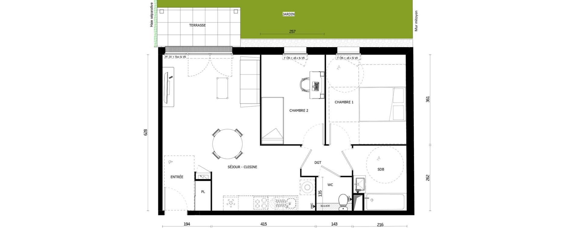Appartement T3 de 59,90 m2 &agrave; Armenti&egrave;res Centre