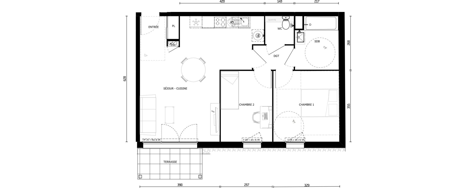 Appartement T3 de 60,50 m2 &agrave; Armenti&egrave;res Centre