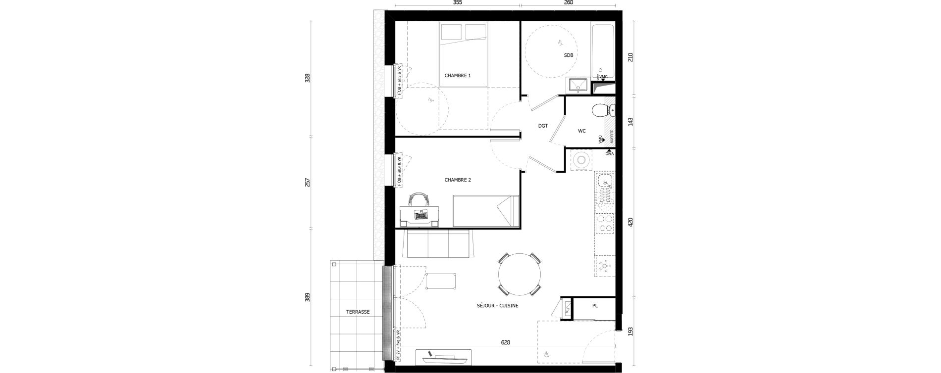 Appartement T3 de 60,20 m2 &agrave; Armenti&egrave;res Centre