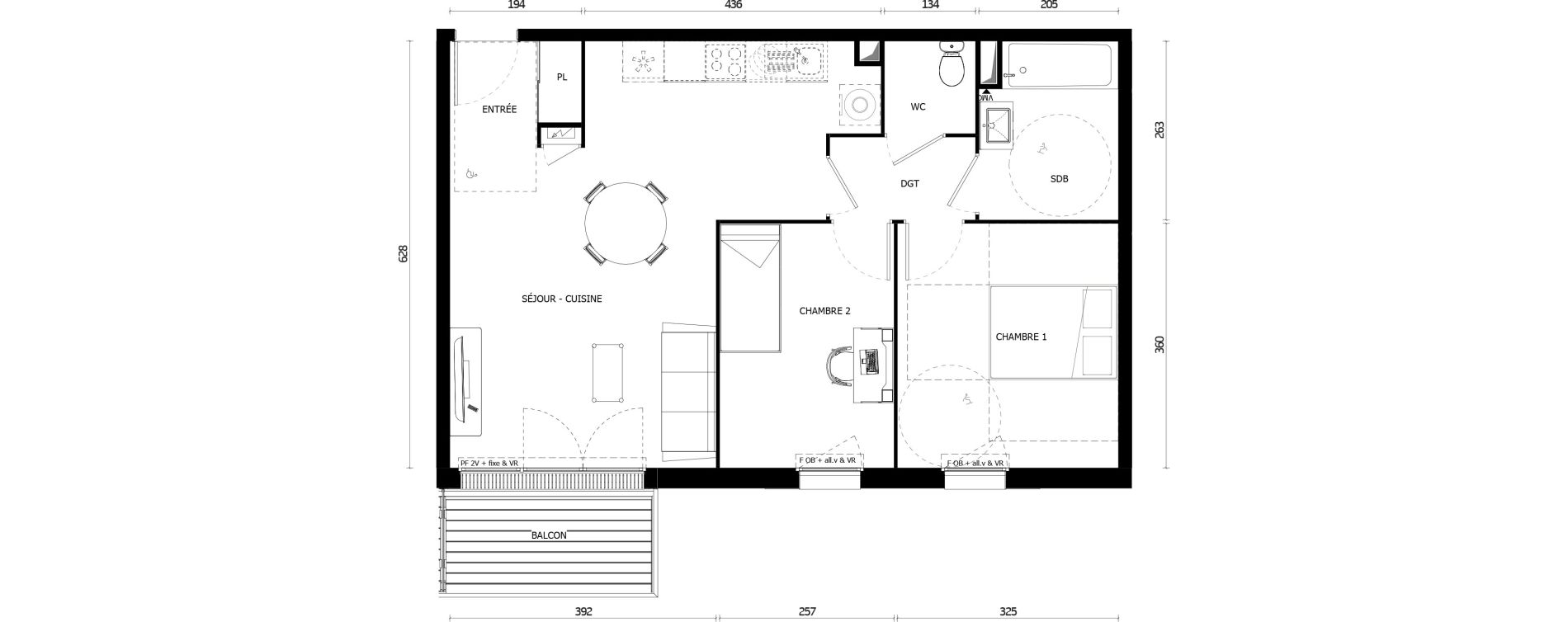 Appartement T3 de 60,10 m2 &agrave; Armenti&egrave;res Centre