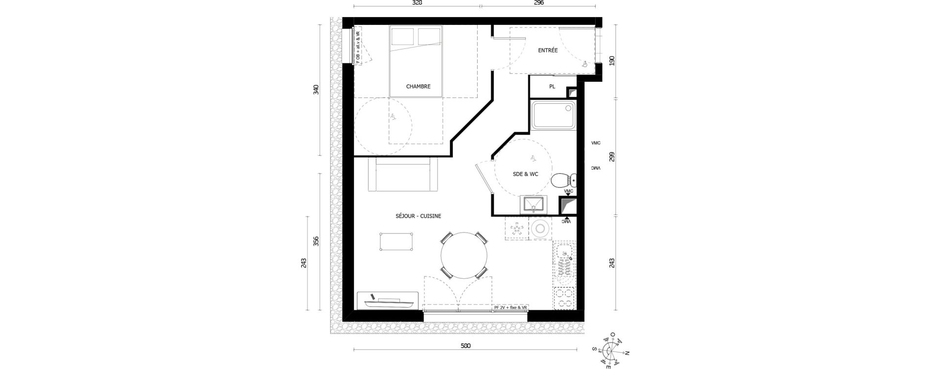 Appartement T2 de 42,50 m2 &agrave; Armenti&egrave;res Centre