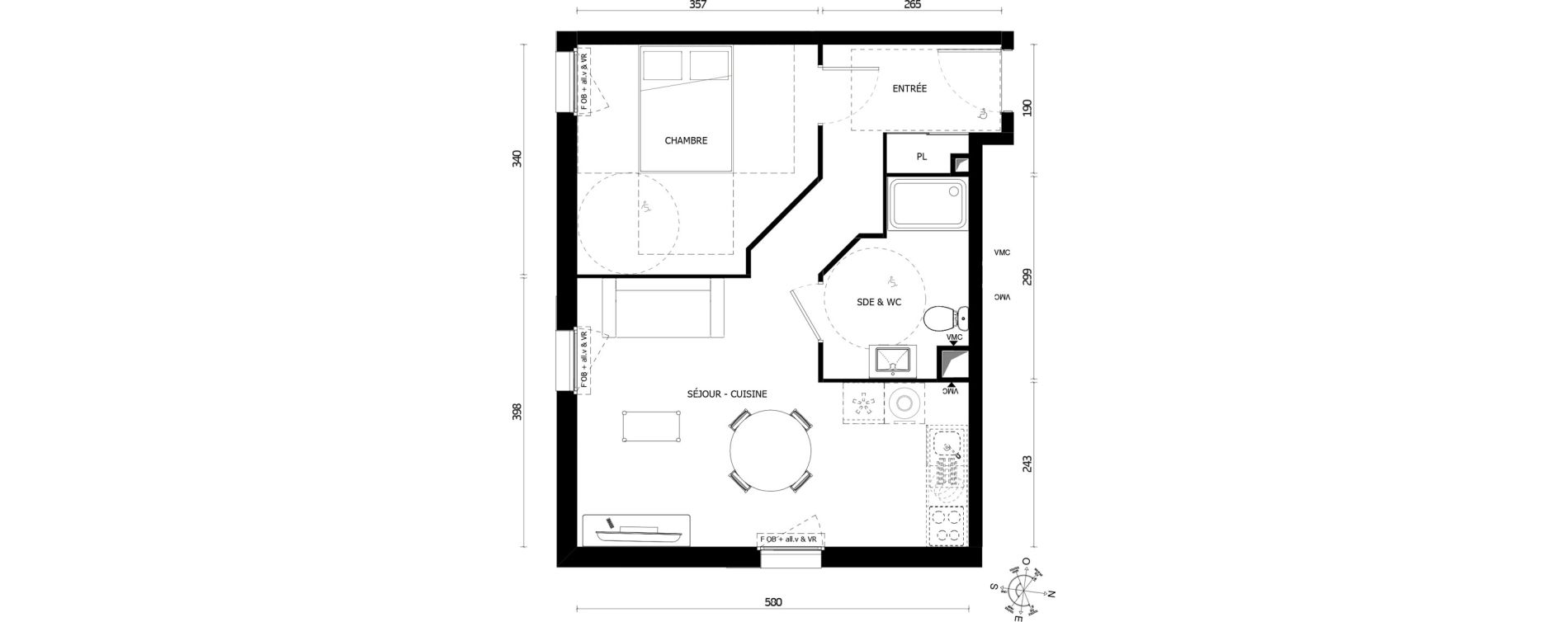 Appartement T2 de 41,80 m2 &agrave; Armenti&egrave;res Centre