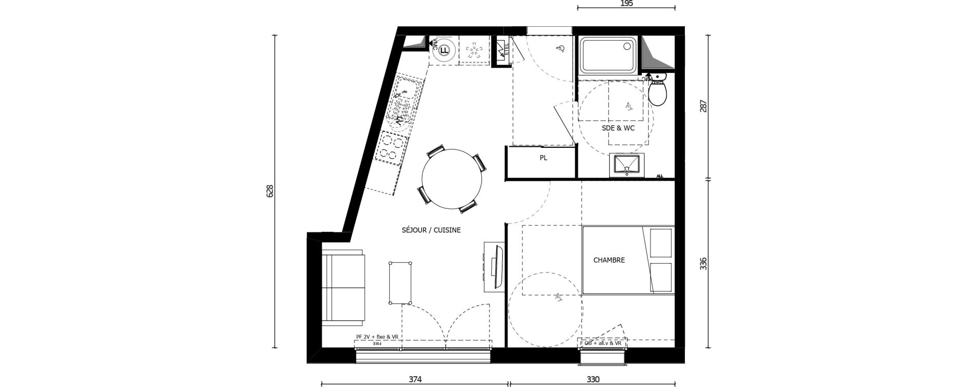 Appartement T2 de 38,30 m2 &agrave; Armenti&egrave;res Centre