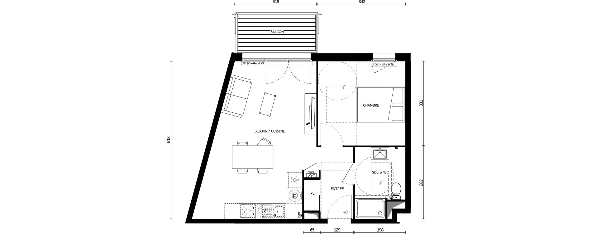 Appartement T2 de 44,70 m2 &agrave; Armenti&egrave;res Centre