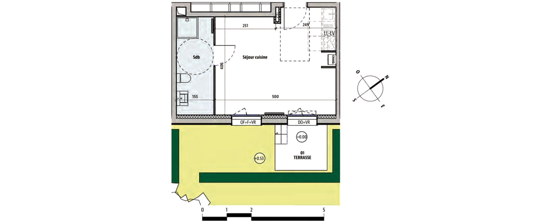 Appartement T1 de 27,38 m2 &agrave; Armenti&egrave;res Centre