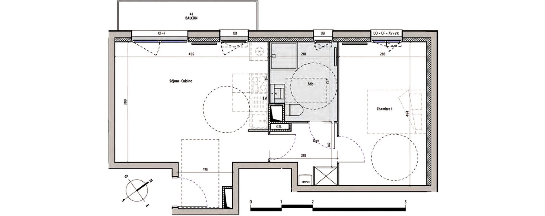 Appartement T2 de 43,54 m2 &agrave; Armenti&egrave;res Centre