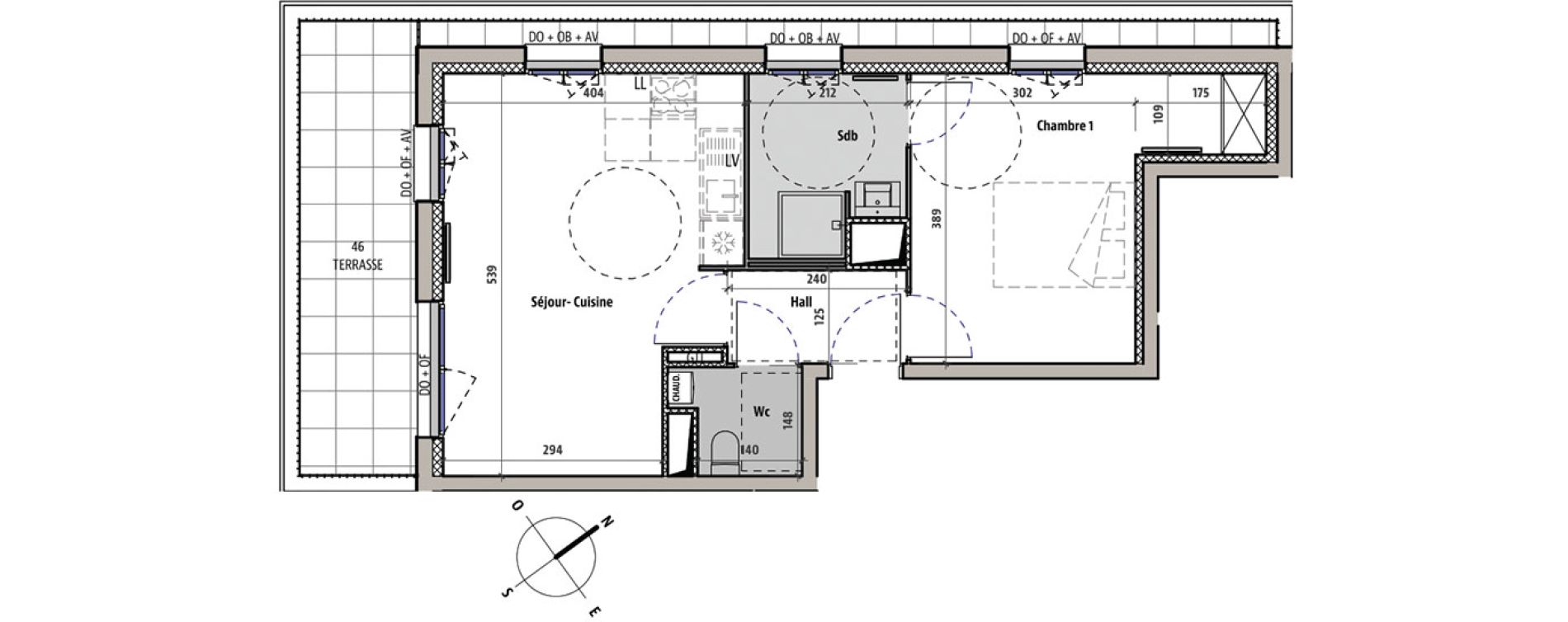 Appartement T2 de 43,23 m2 &agrave; Armenti&egrave;res Centre