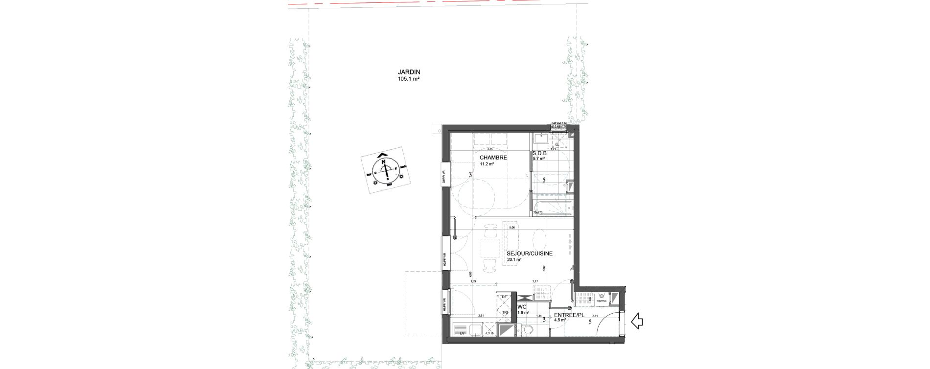 Appartement T2 de 43,40 m2 &agrave; Aulnoy-Lez-Valenciennes Centre