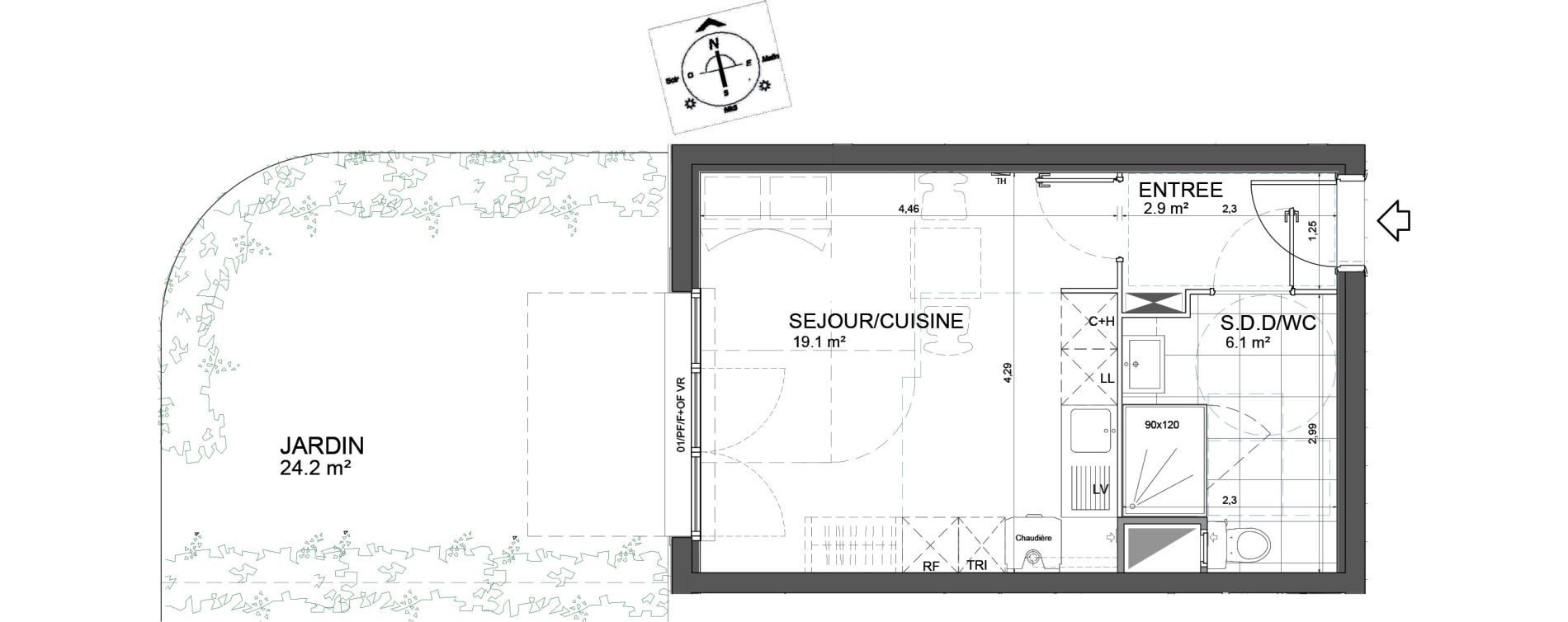 Appartement T1 de 28,10 m2 &agrave; Aulnoy-Lez-Valenciennes Centre