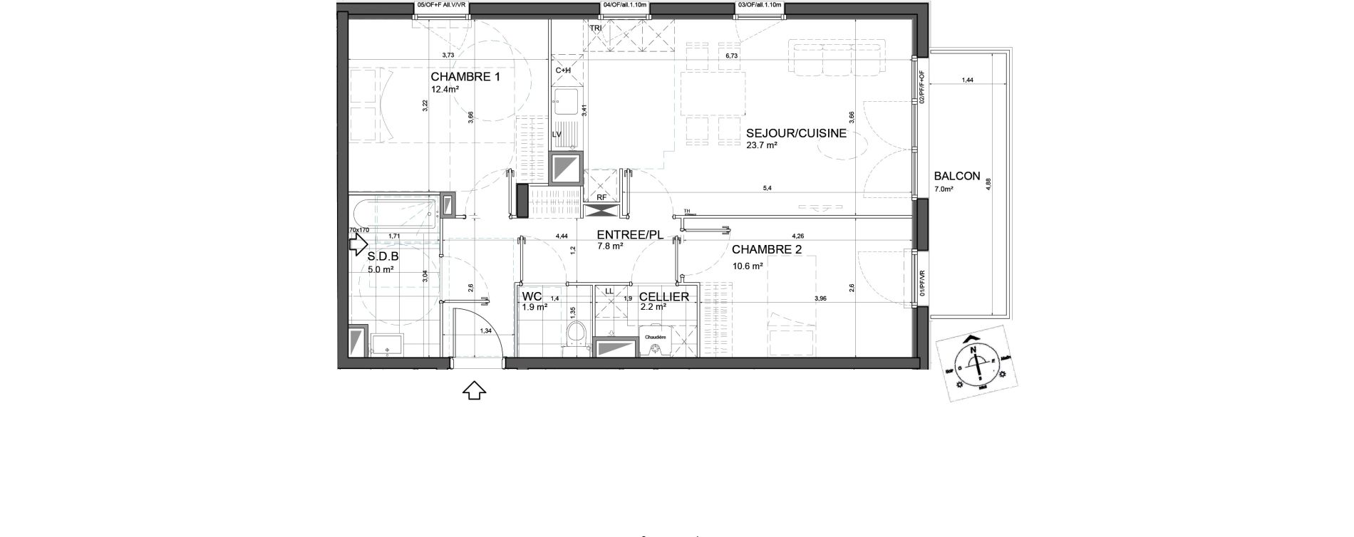 Appartement T3 de 63,60 m2 &agrave; Aulnoy-Lez-Valenciennes Centre