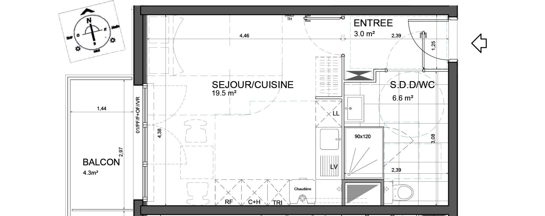 Appartement T1 de 29,10 m2 &agrave; Aulnoy-Lez-Valenciennes Centre