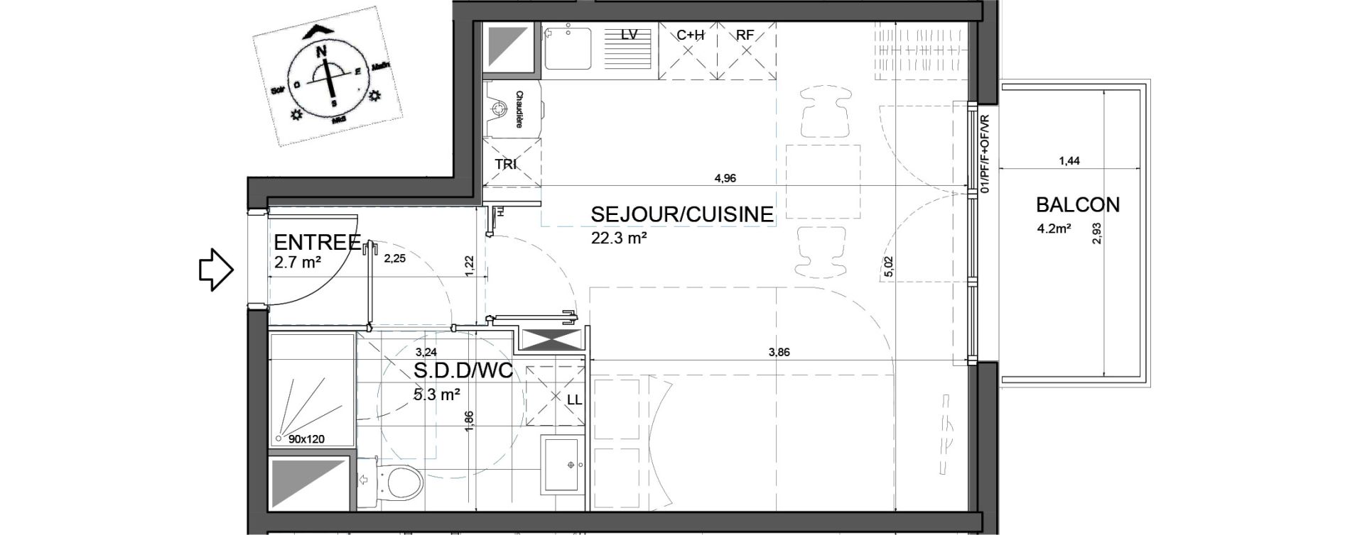 Appartement T1 de 30,30 m2 &agrave; Aulnoy-Lez-Valenciennes Centre